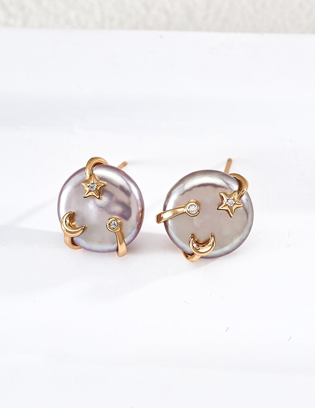 Moon Star Pearl Earrings