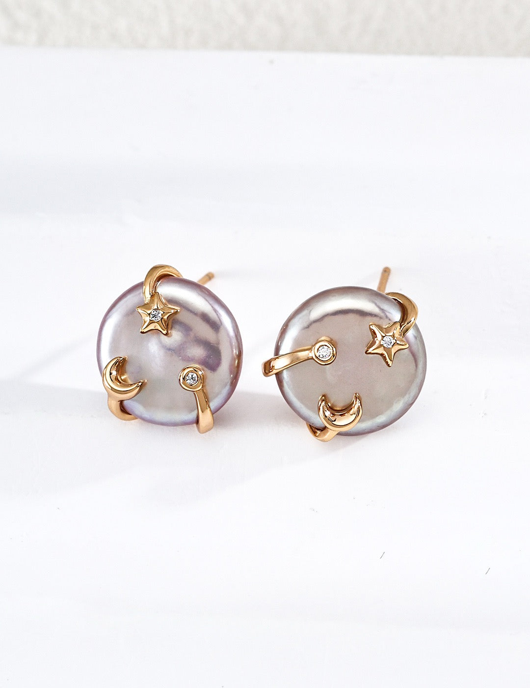 Moon Star Pearl Earrings