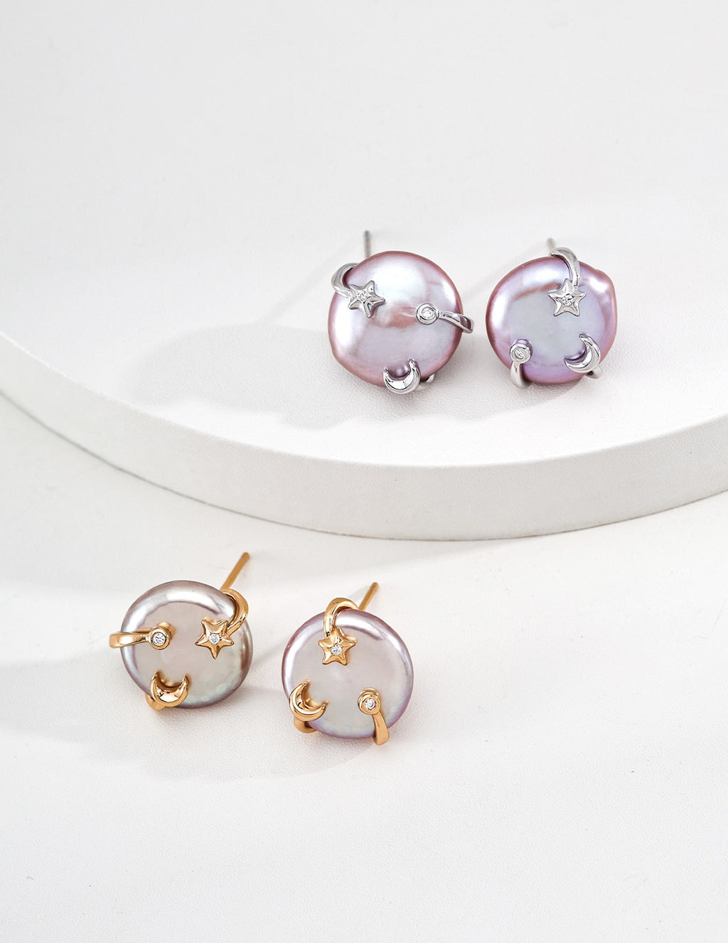 Moon Star Pearl Earrings