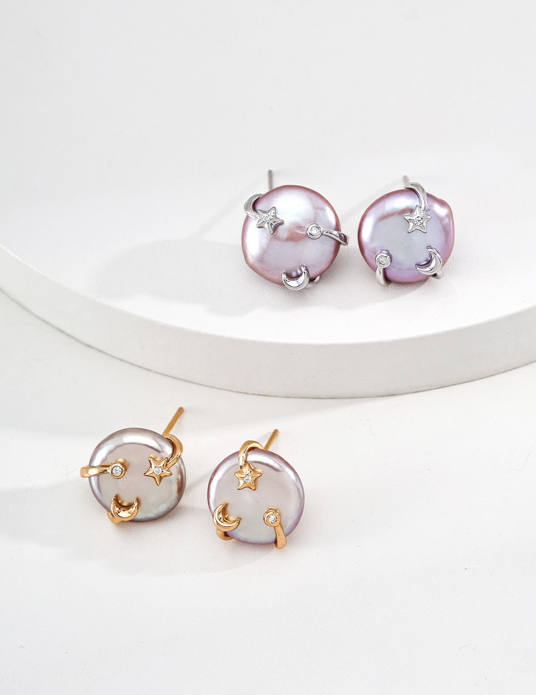 Moon Star Pearl Earrings