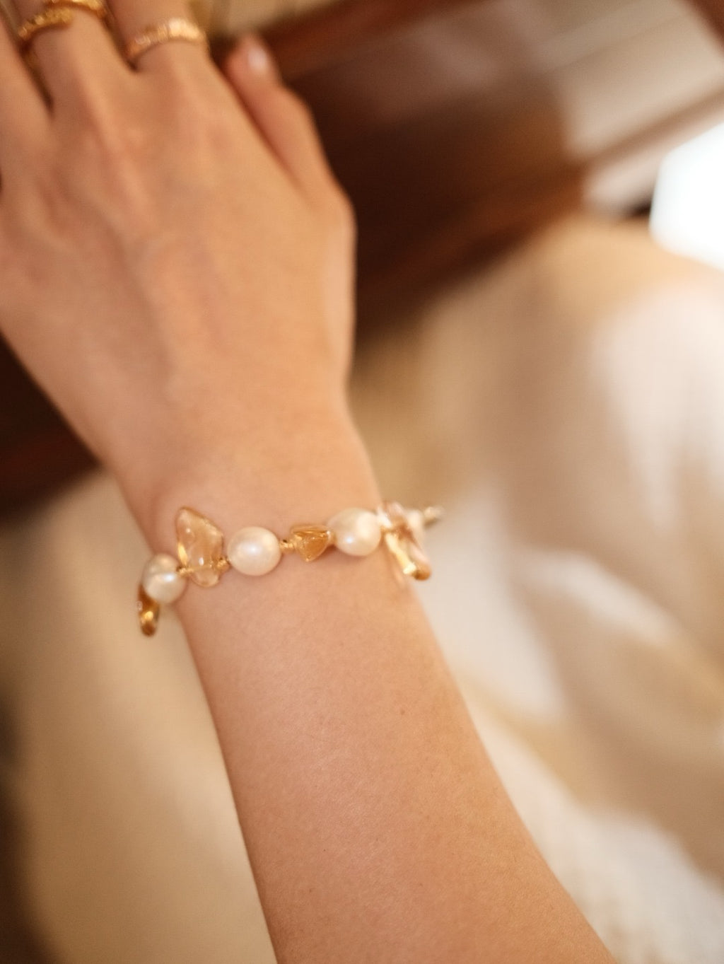 Golden Hour Pearl Bracelet