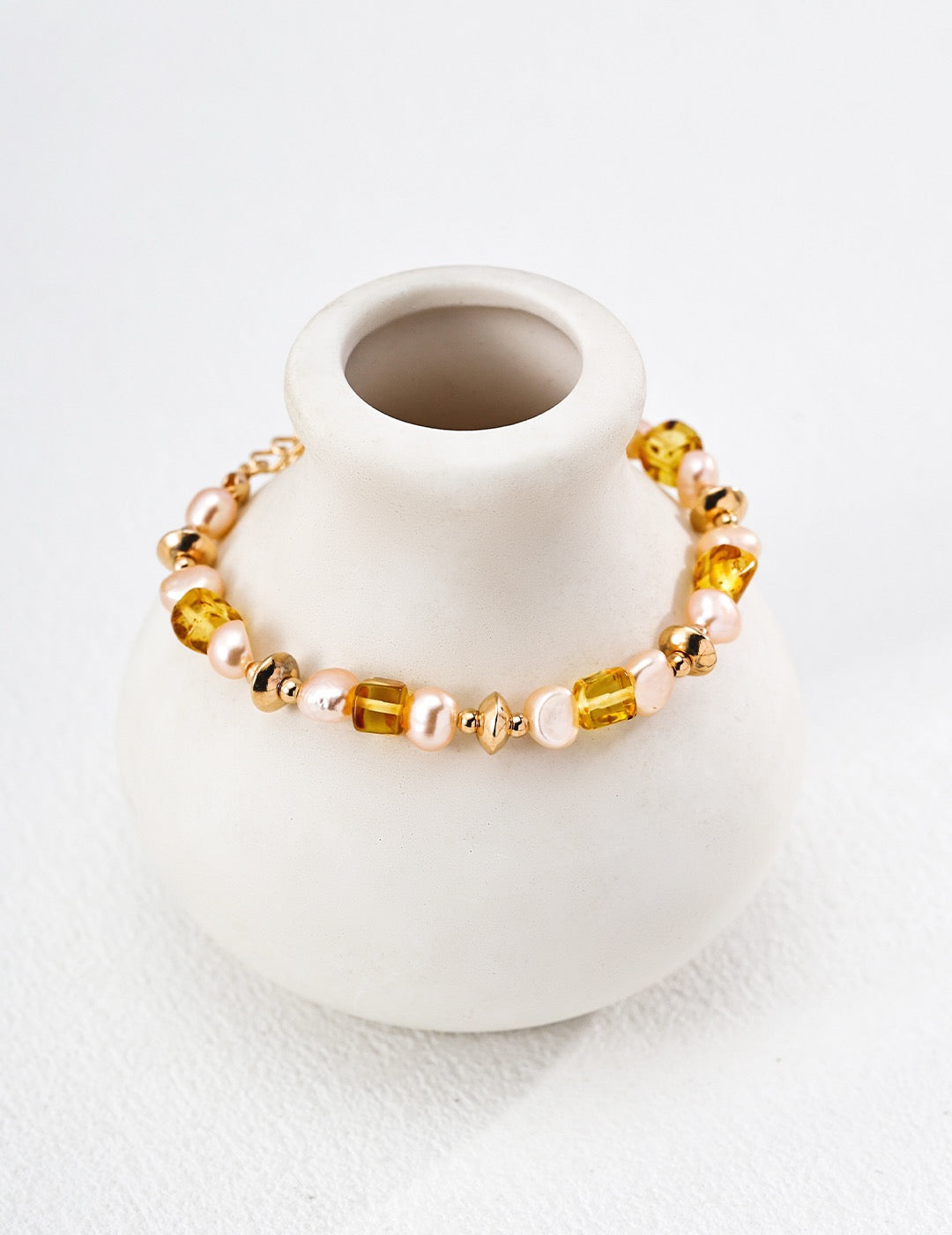 Champagne Amber Pearl Bracelet