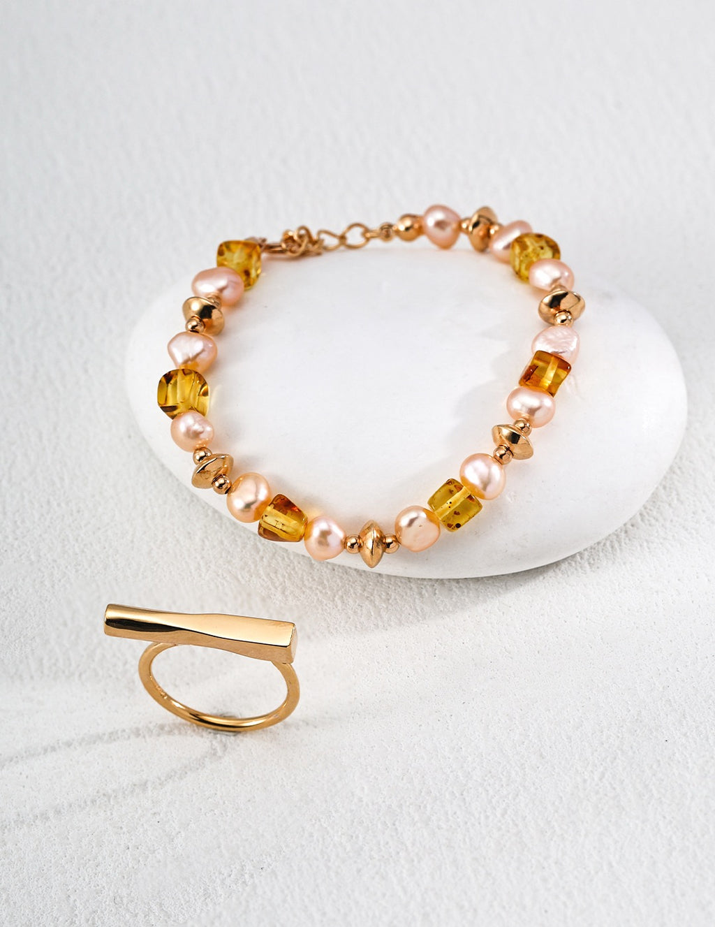 Champagne Amber Pearl Bracelet