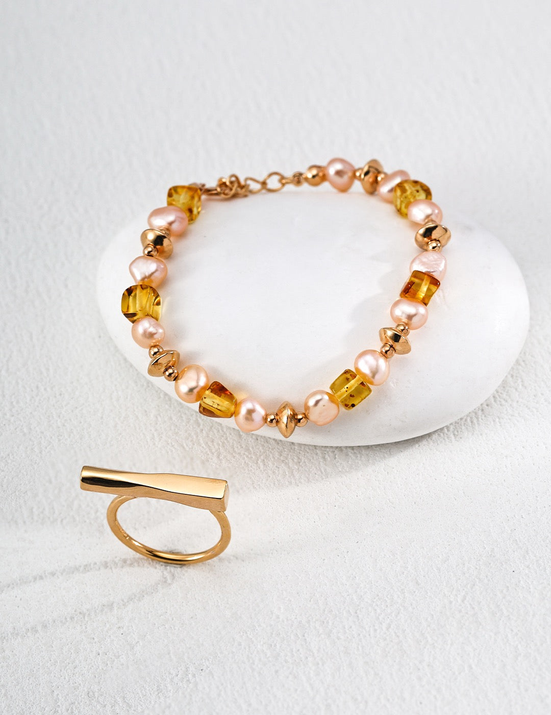 Champagne Amber Pearl Bracelet