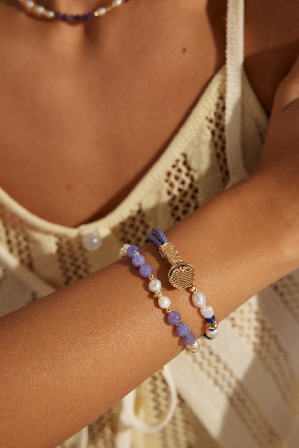 Lavender Pearl & Gemstone Bracelet